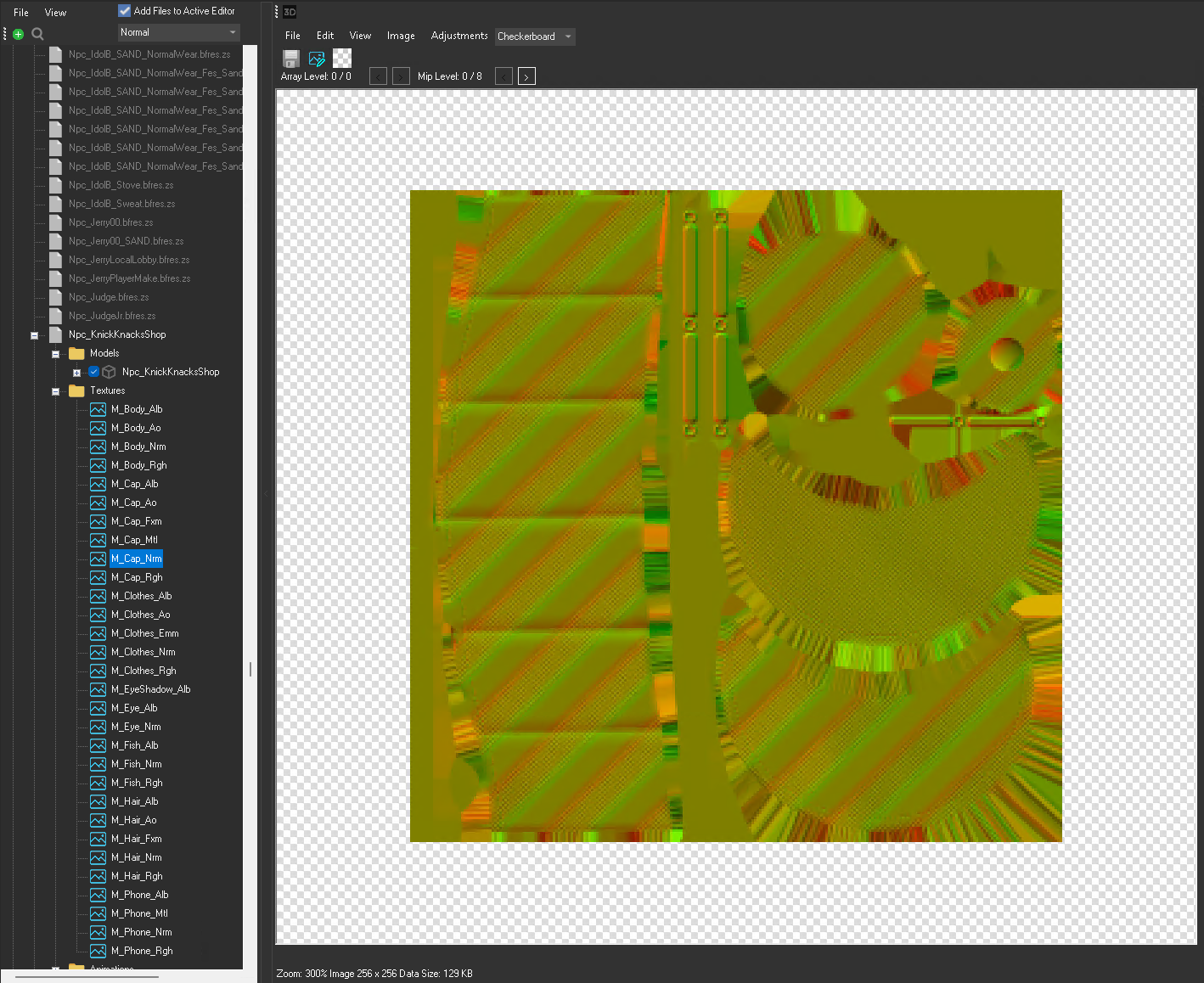 A screenshot showing a full view of a normal map
texture